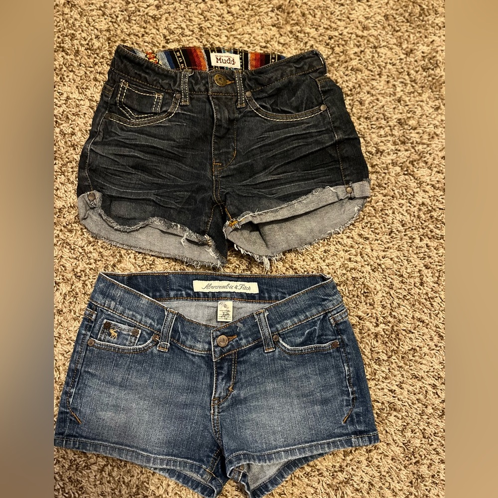 Lot of 2 Jean Shorts Size 0 Mudd/Abercrombie and Fitch